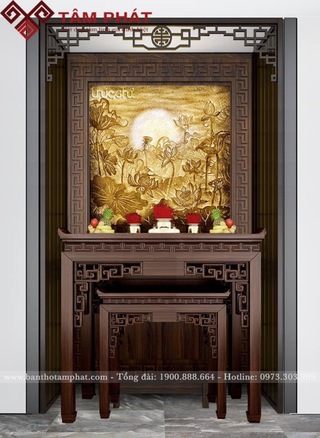 Bàn thờ gia tiên kết hợp bàn thờ Phật mẫu BTG1059