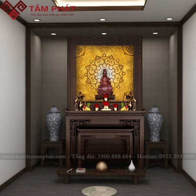 Bàn thờ gia tiên kết hợp bàn thờ Phật mẫu BTG1059